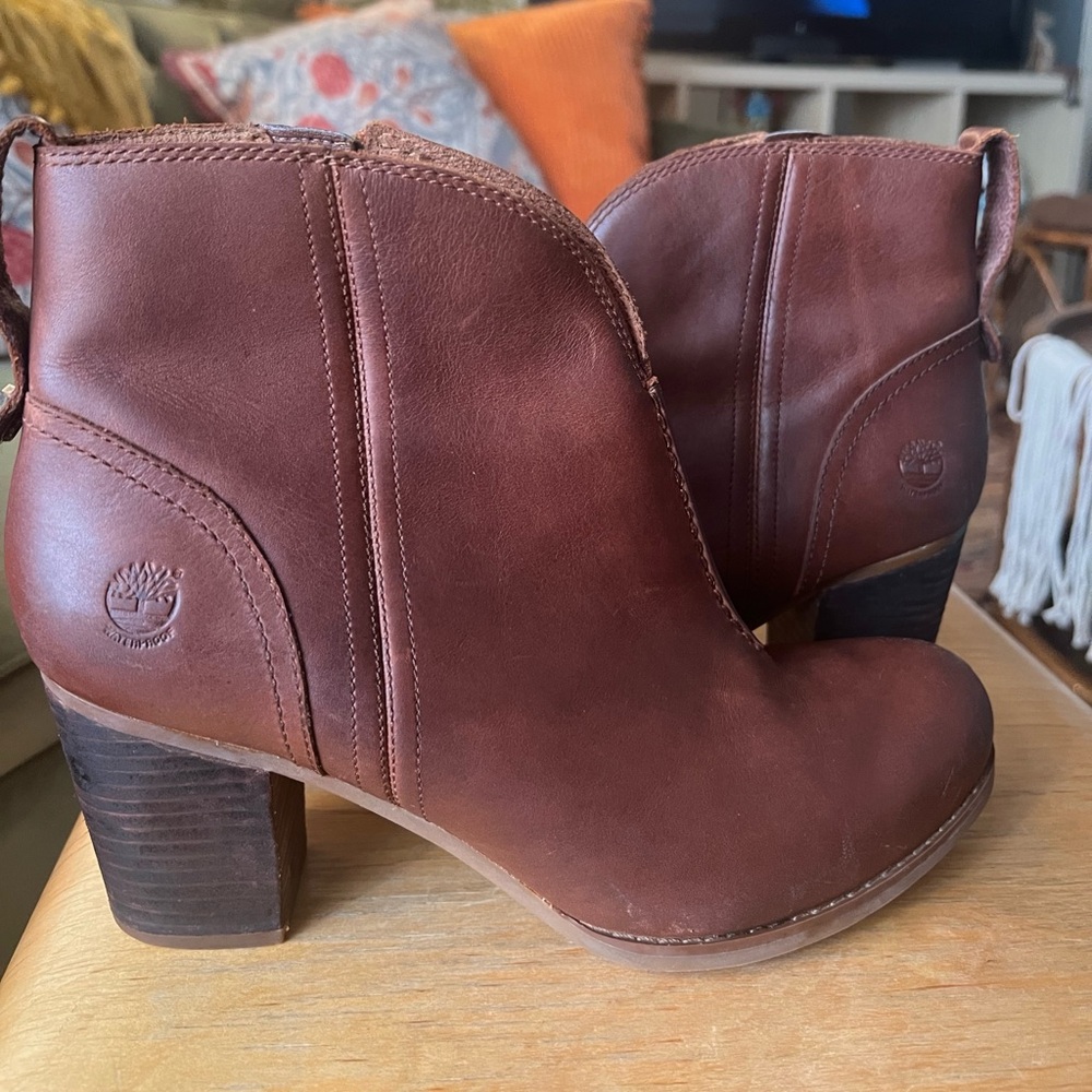 Timberland Earthkeeper Women’s Trenton Brown Leather Ankle Booties size 9.5